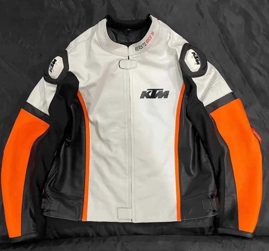 Handmade Custom KTM Racing Leather Jacket in Genuine Cowhide by Jackets Kingdom