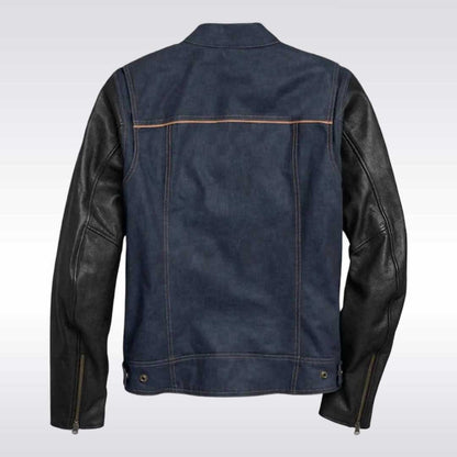 Harley Davidson 7 Star Denim Jacket with Leather Sleeves
