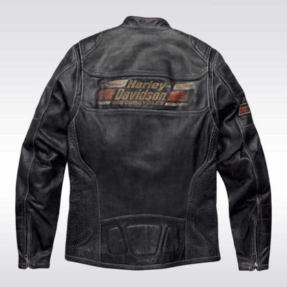Harley Davidson Astor Patches Distressed Leather Jacket for Men