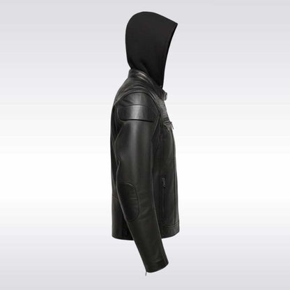 Harley Davidson Black Leather Hooded Motorcycle Jacket