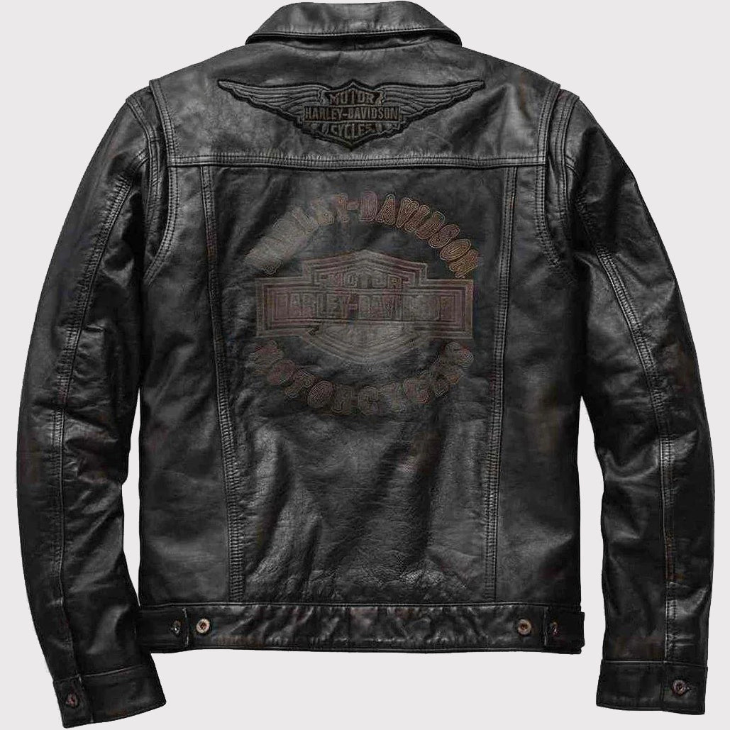 Harley-Davidson Men's Digger Slim Fit Washed Leather Jacket