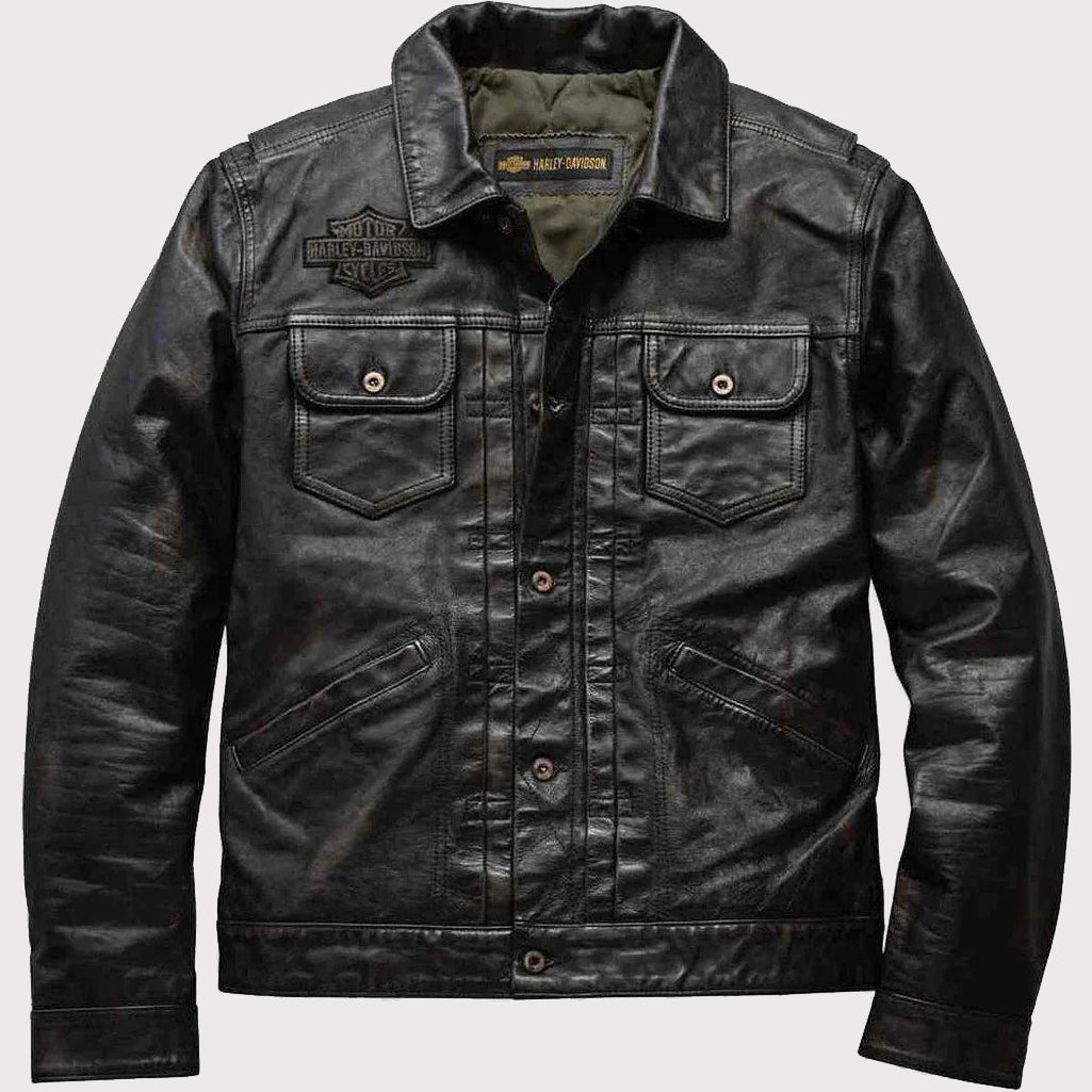 Harley-Davidson Digger Slim Fit Washed Leather Jacket