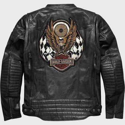 Harley Davidson Men's Eagle Embroidery Leather Jacket