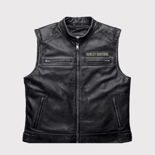 Harley-Davidson Men’s Embroidered Passing Link Leather Vest