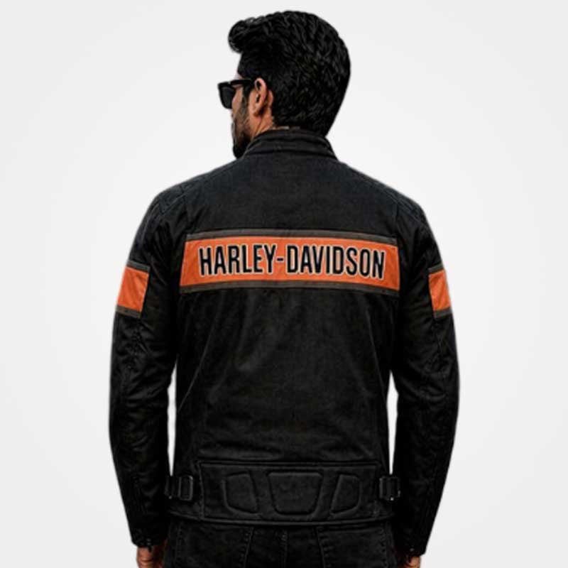 Harley Davidson Trenton Men Mesh Motorcycle Jacket Black Orange Breathable Riding Jacket