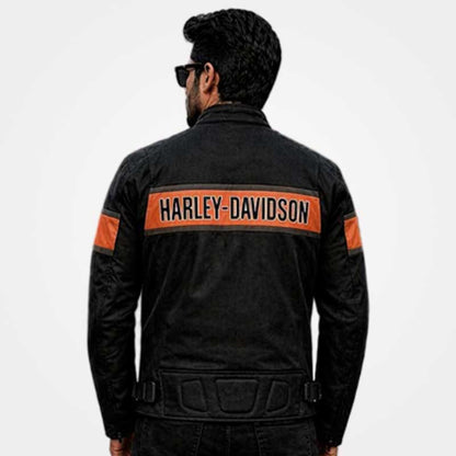 Harley Davidson Trenton Men Mesh Motorcycle Jacket Black Orange Breathable Riding Jacket