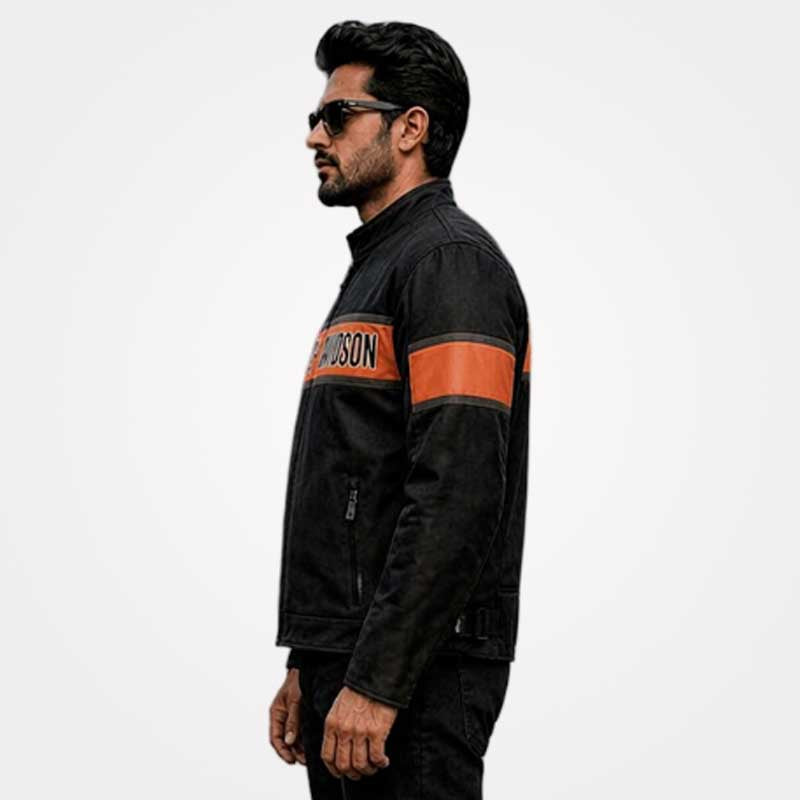 Harley Davidson Trenton Men Mesh Motorcycle Jacket Black Orange Breathable Riding Jacket