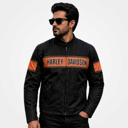 Harley Davidson Trenton Men Mesh Motorcycle Jacket Black Orange Breathable Riding Jacket
