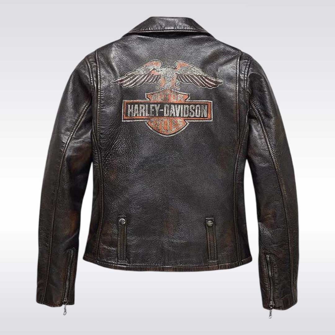 Harley Davidson Women's Distressed Leather Biker Jacket