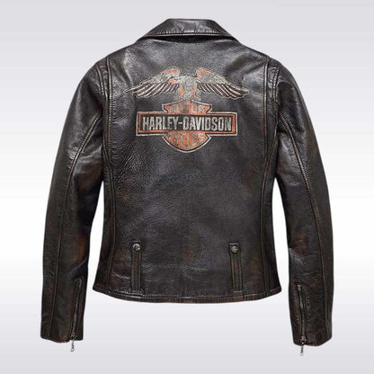 Harley Davidson Women's Distressed Leather Biker Jacket