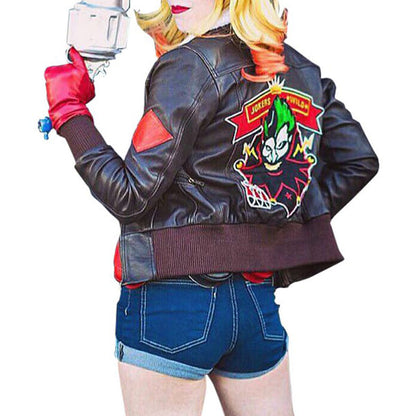 Harley Quinn Bombshell Brown Jacket with Fur Collar