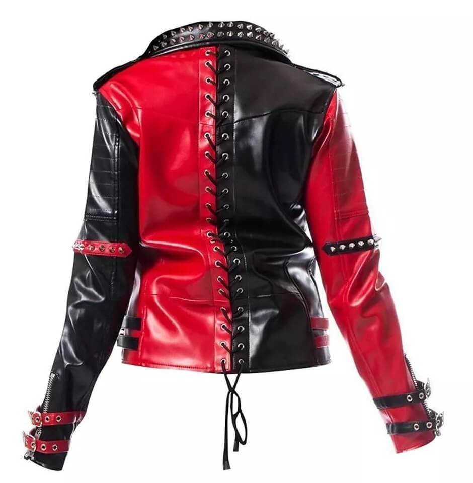 Women’s Harley Quinn Heartless Asylum Studded Biker Leather Jacket