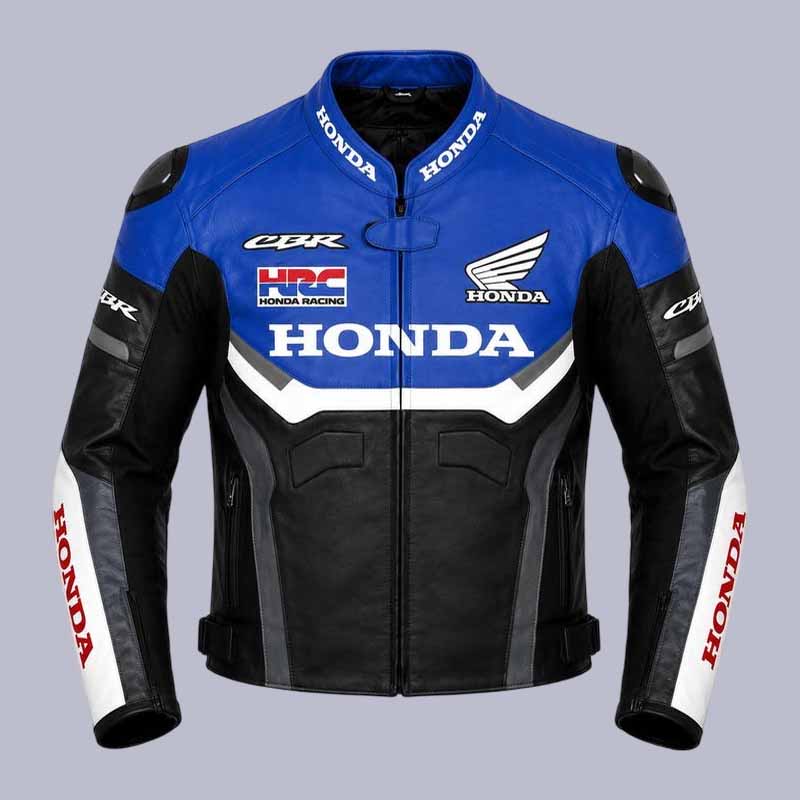 Men's Honda CBR leather racing jacket with CE approved armor