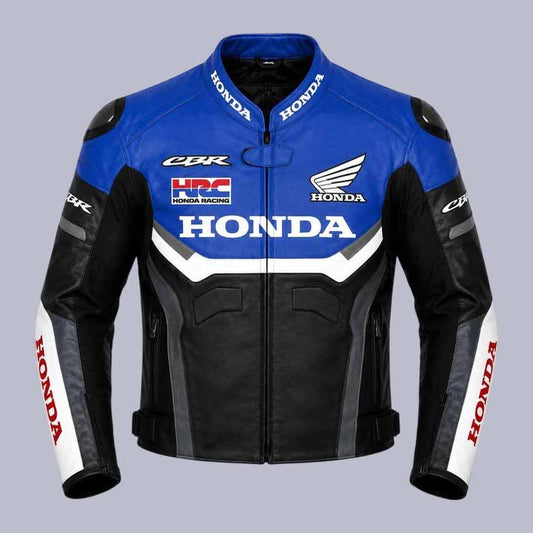 Men's Honda CBR leather racing jacket with CE approved armor