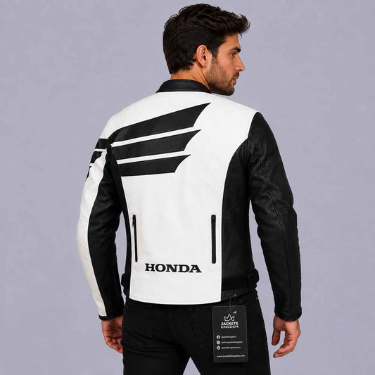Honda HRC leather motorcycle jacket with CE approved armor