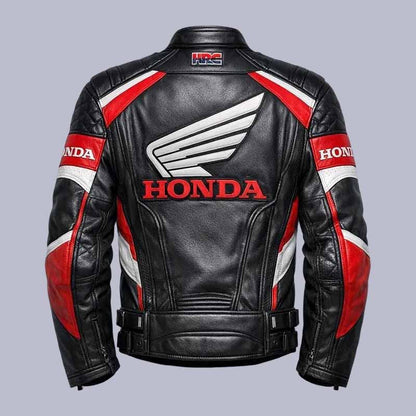 Honda HRC black red racing leather biker jacket