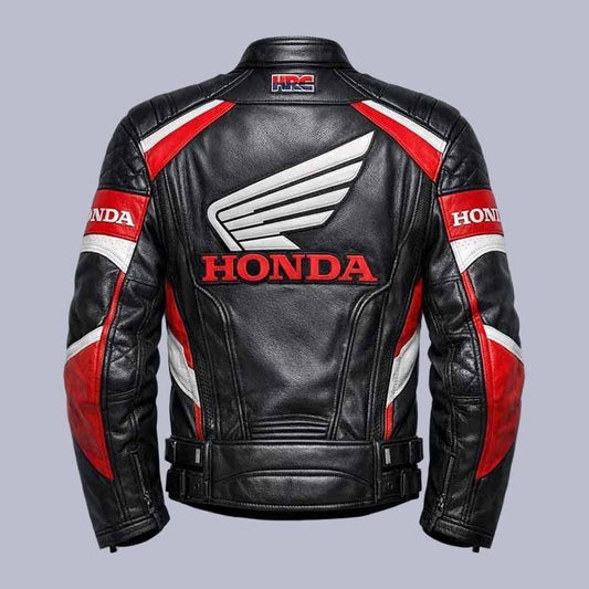 Honda HRC black red racing leather biker jacket