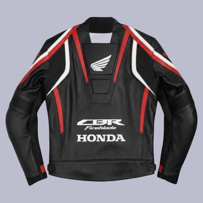 Black red white Honda Fireblade leather biker jacket for riders