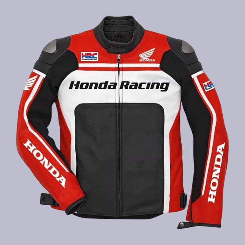 Men's Honda cowhide leather motorcycle racing jacket with CE armor