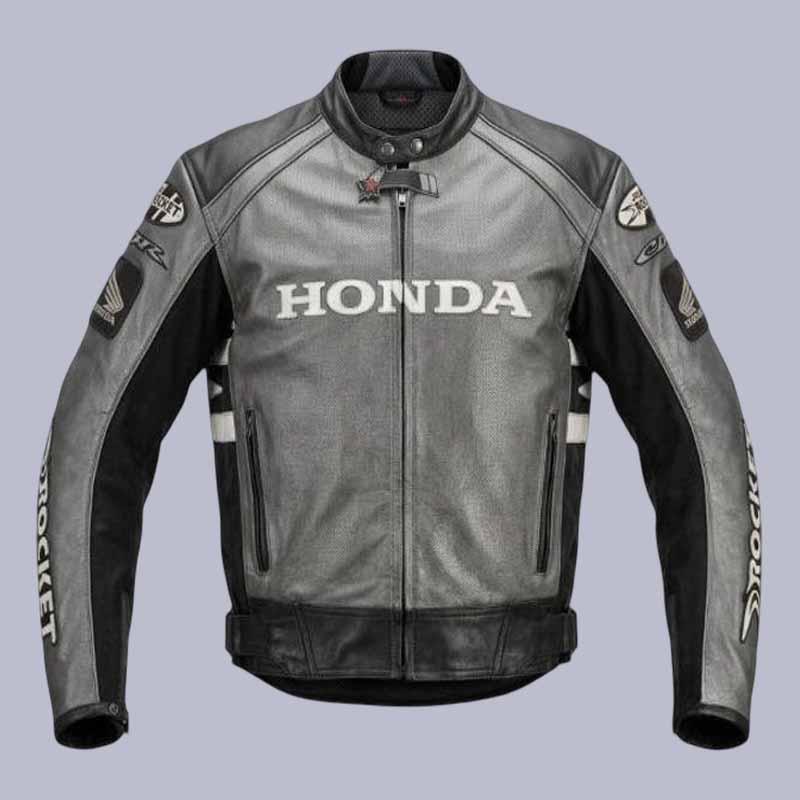 Men's Honda Joe Rocket cowhide leather motorcycle jacket with CE armor