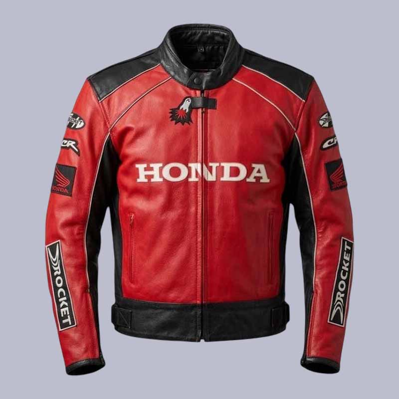 Men's Honda Joe Rocket leather motorcycle jacket made from genuine cowhide