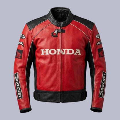 Men's Honda Joe Rocket leather motorcycle jacket made from genuine cowhide