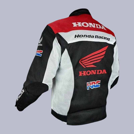 Black Honda HRC breathable mesh motorcycle jacket for summer riding