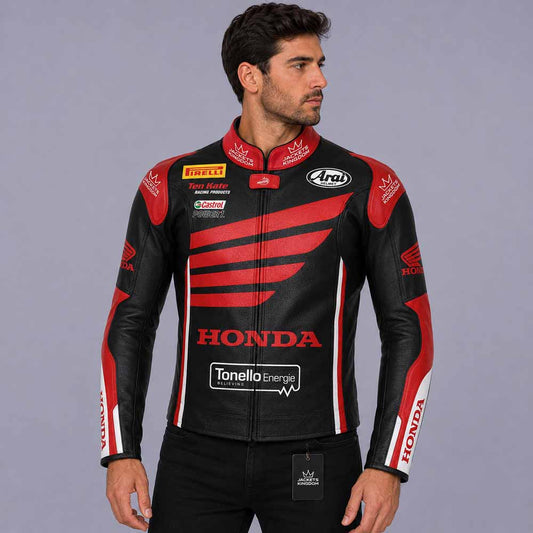 Men's Honda Nicky Hayden 2015 genuine cowhide leather racing jacket