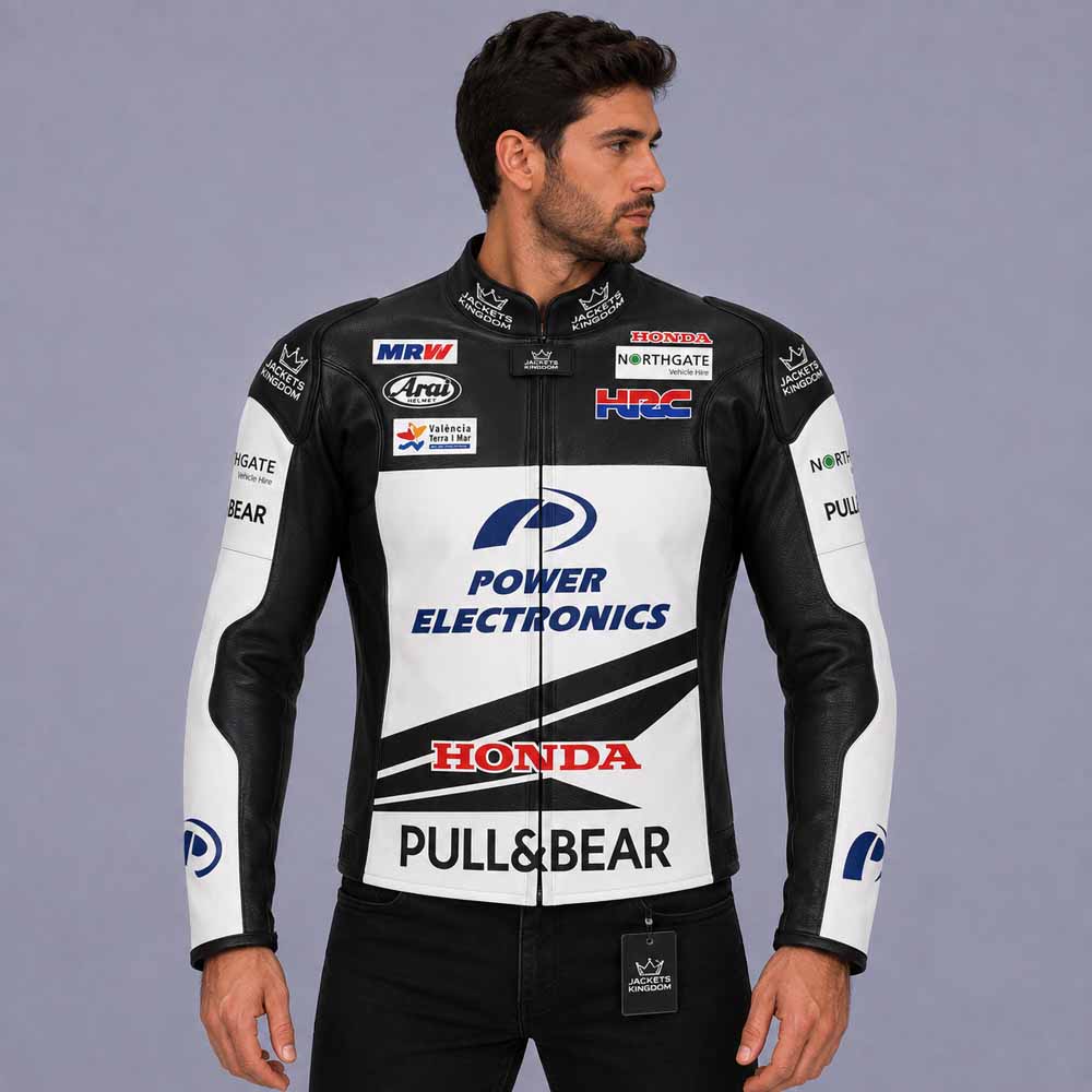 Men's Honda Nicky Hayden 2015 MotoGP genuine cowhide leather jacket