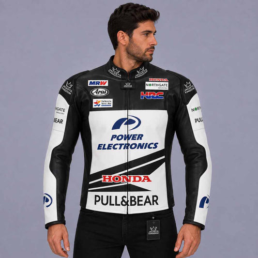 Men's Honda Nicky Hayden 2015 MotoGP genuine cowhide leather jacket