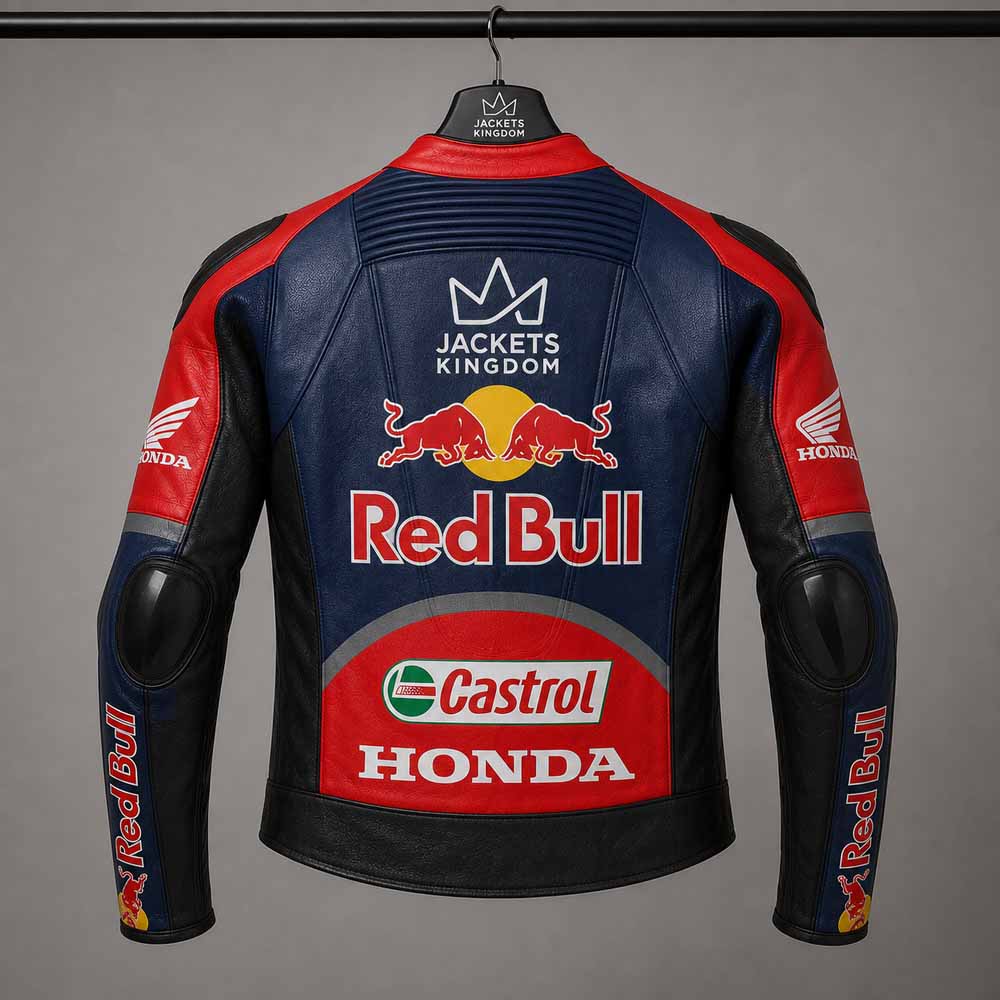 Honda WorldSBK leather biker jacket with TPU shoulder protection