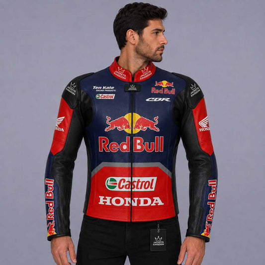 Men's Honda Nicky Hayden 2017 Red Bull WorldSBK leather racing jacket