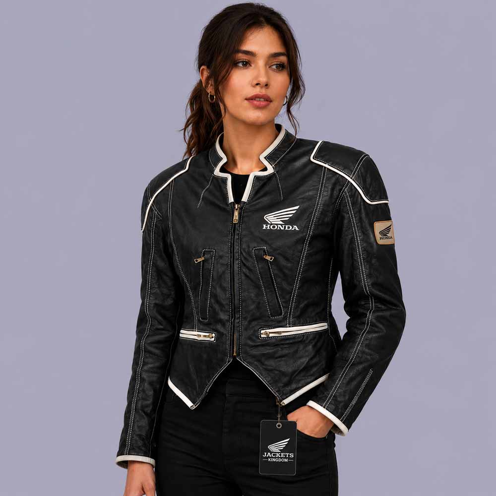 Honda x Suomy 2007 genuine leather vintage biker jacket