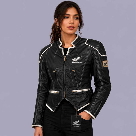 Honda x Suomy 2007 genuine leather vintage biker jacket
