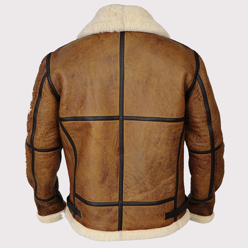 Iconic Men's Brown B3 Bomber Shearling Jacket