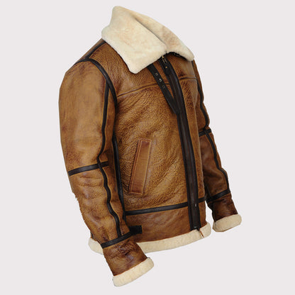 Iconic Men's Brown B3 Bomber Shearling Jacket