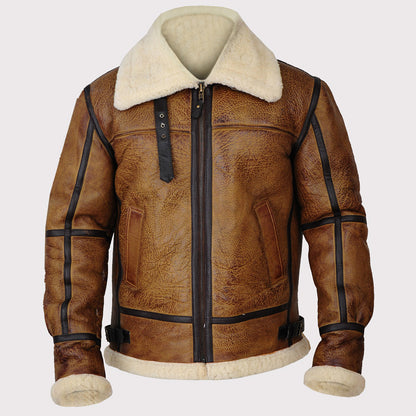 Iconic Men's Brown B3 Bomber Shearling Jacket