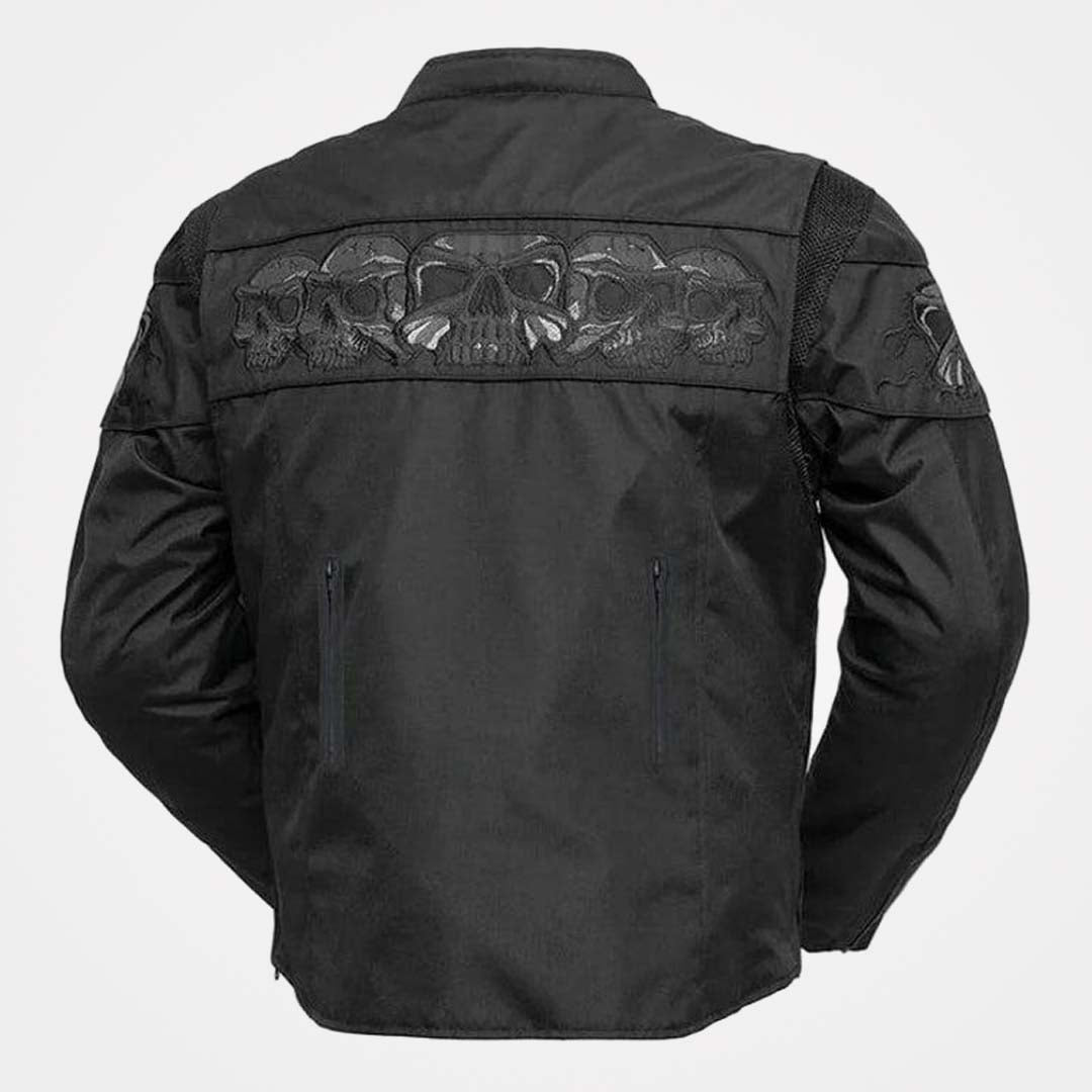 Immortal Mens Black Textile Armored All Season Motorcycle Jacket
