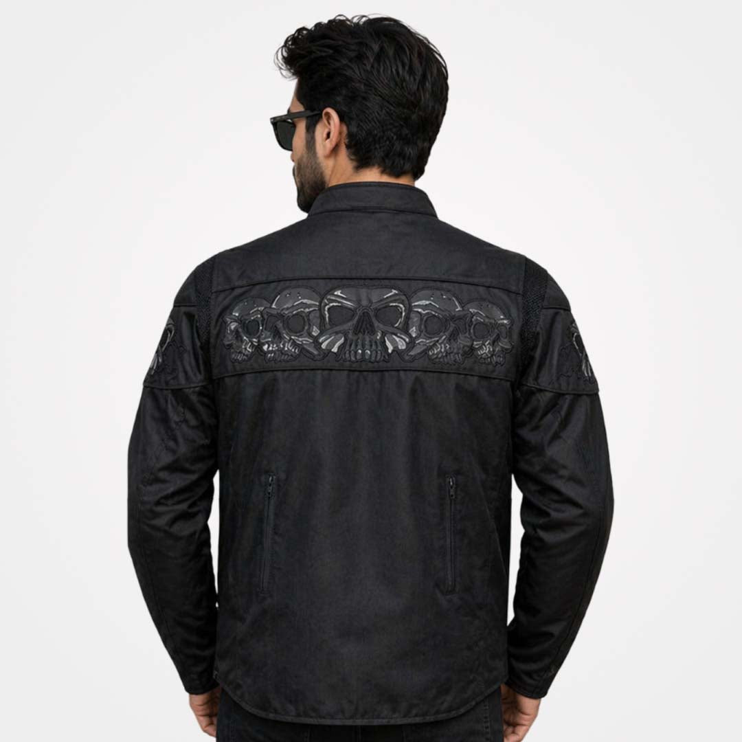 Immortal Mens Black Textile Armored All Season Motorcycle Jacket
