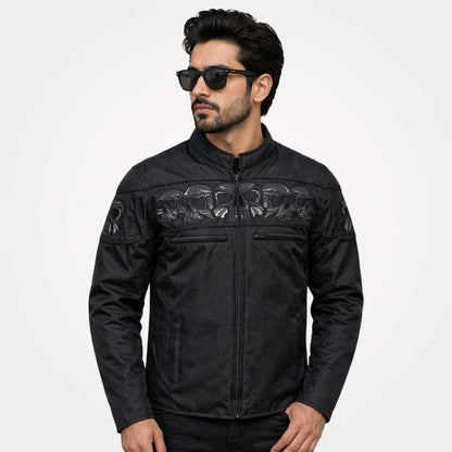 Immortal Mens Black Textile Armored All Season Motorcycle Jacket