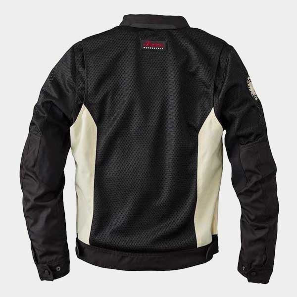 Indian Motorcycle Men Mesh Riding Jacket Black Cream Lightweight Racing Jacket