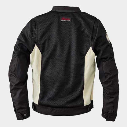 Indian Motorcycle Men Mesh Riding Jacket Black Cream Lightweight Racing Jacket