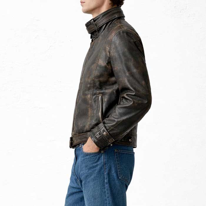 Jason Todd Red Hood Brown Lambskin Leather Biker Jacket