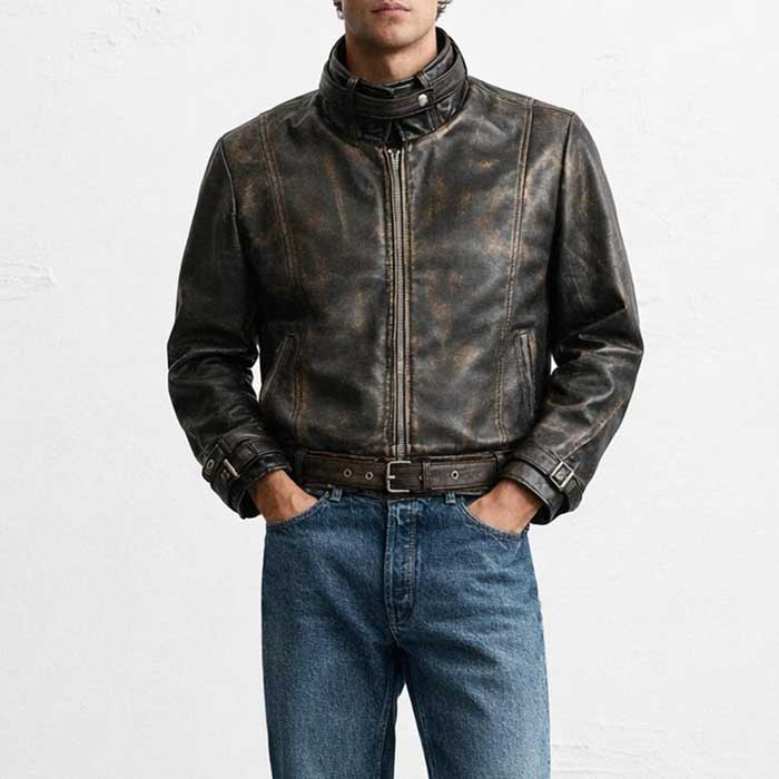 Jason Todd Red Hood Brown Lambskin Leather Biker Jacket