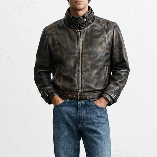 Jason Todd Red Hood Brown Lambskin Leather Biker Jacket
