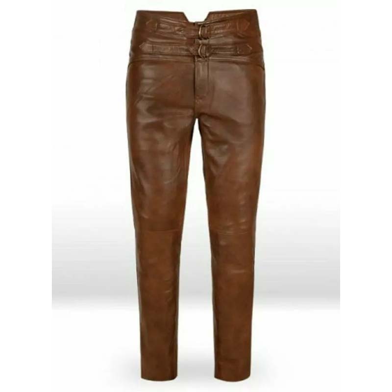 Jim Morrison Brown Leather Jeans