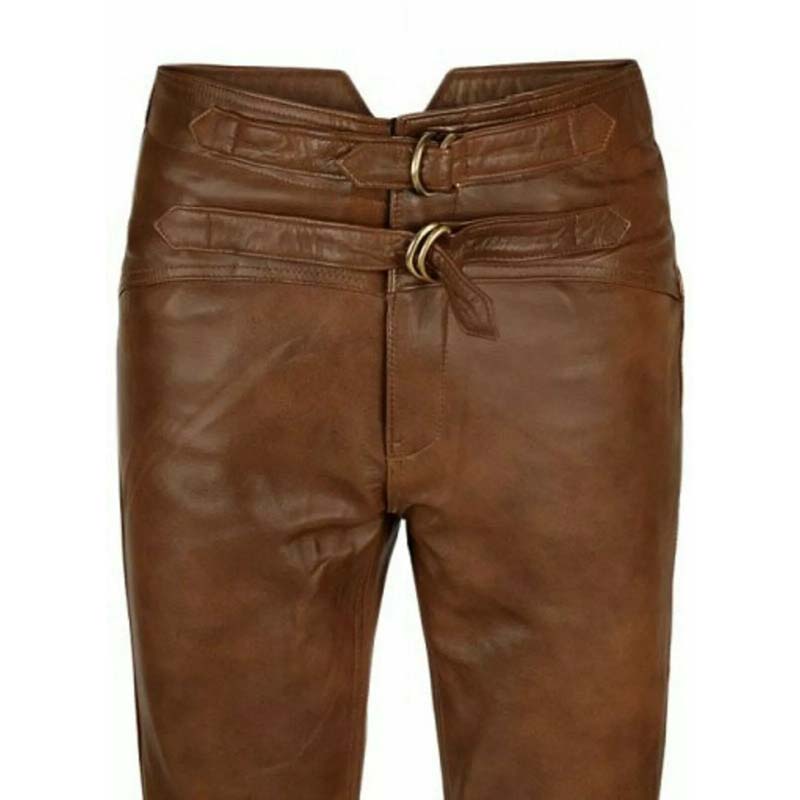 Jim Morrison Brown Leather Jeans