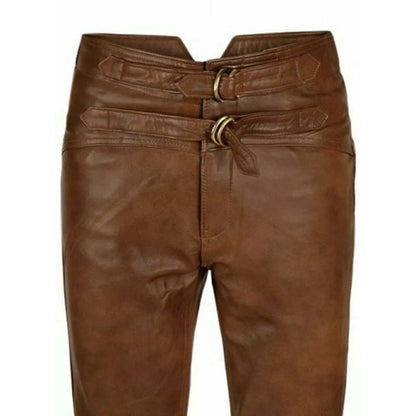 Jim Morrison Brown Leather Jeans