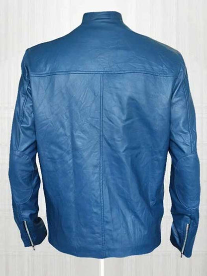 Jon Bon Jovi Blue Captain America Sheepskin Leather Jacket