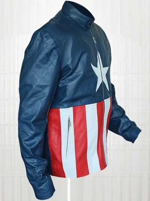 Jon Bon Jovi Blue Captain America Sheepskin Leather Jacket